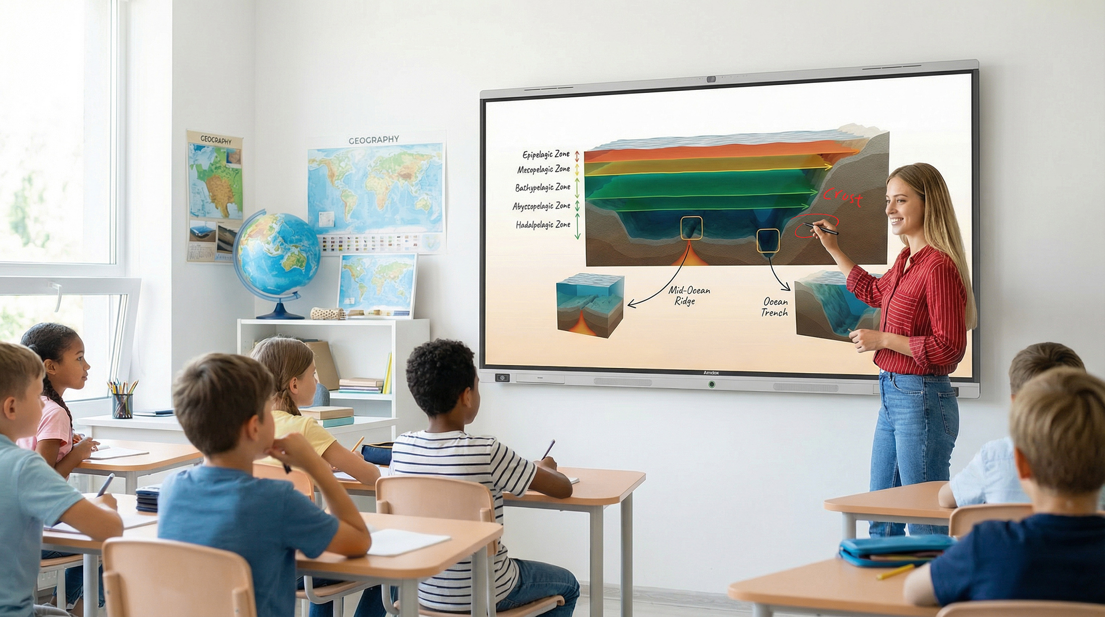 Amdox-Interactive whiteboards for collaboration/hybrid learning/classroom/school/eduction